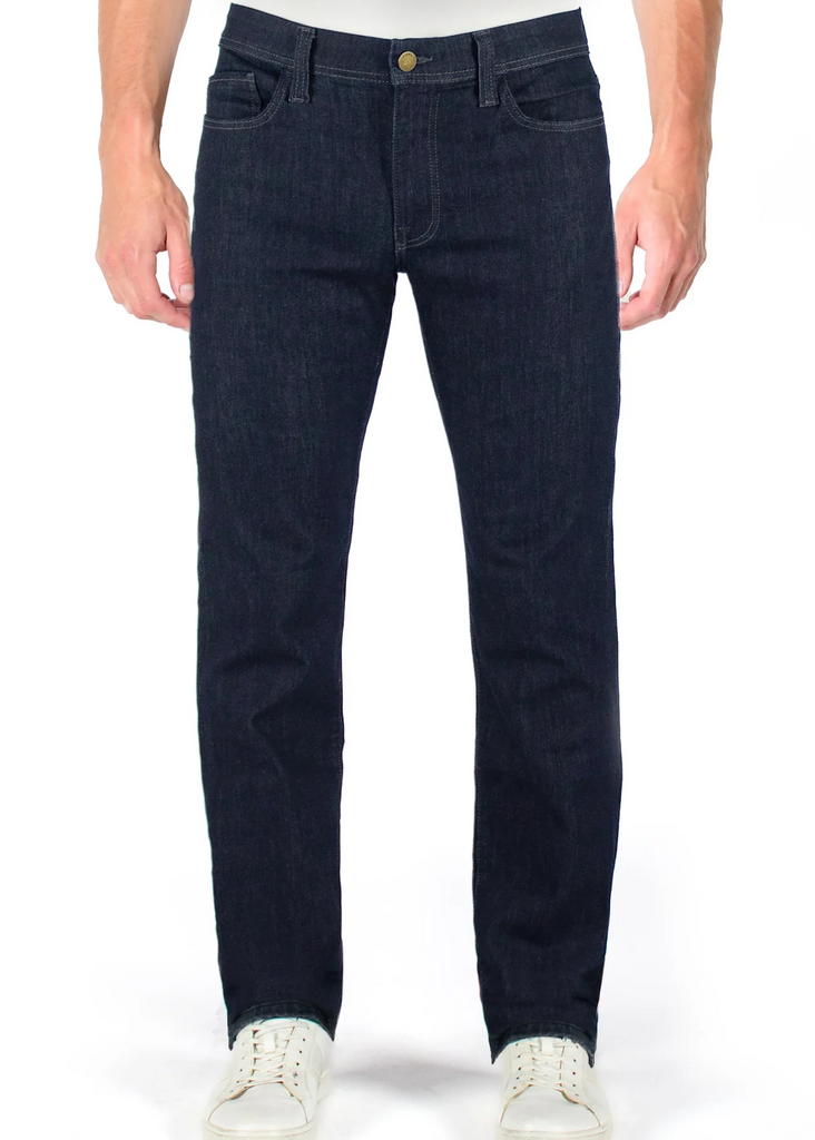 The popular slim straight fit in deep, selvedge denim blue rinse wash for the ultimate in versatility - business casual or weekend wear, this pant does it all.

MILANO SELVEDGE DENIM: Traditional selvedge denim -58% COTTON, 48% LYOCELL, 2% ELASTAN

Comfort Stretch Jeans

Made in USA

Size + Fit:
Front Rise 9.75”
Back Rise: 15”
Leg Opening: 15.5”
Inseam: 34"