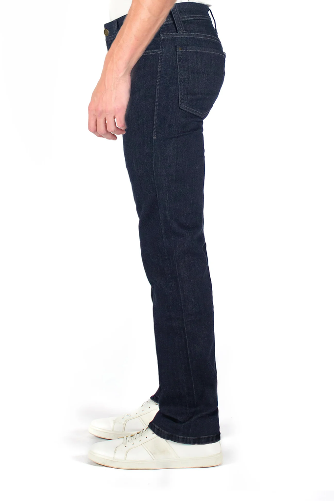 The popular slim straight fit in deep, selvedge denim blue rinse wash for the ultimate in versatility - business casual or weekend wear, this pant does it all.

MILANO SELVEDGE DENIM: Traditional selvedge denim -58% COTTON, 48% LYOCELL, 2% ELASTAN

Comfort Stretch Jeans

Made in USA

Size + Fit:
Front Rise 9.75”
Back Rise: 15”
Leg Opening: 15.5”
Inseam: 34"