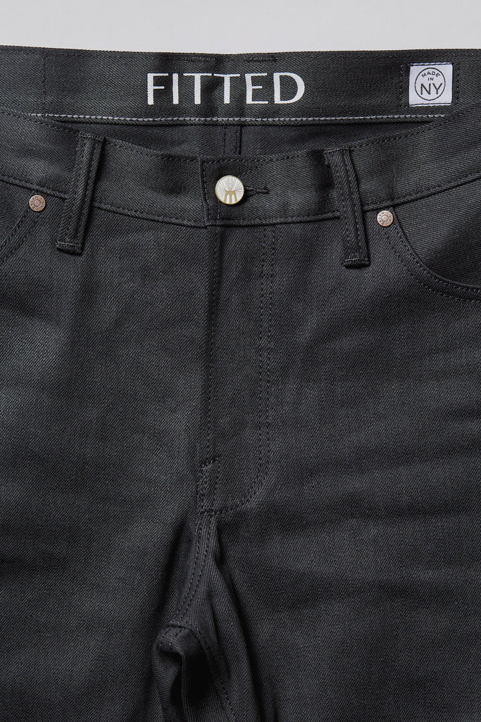 DENIM
Standard Issue 2xB is the same composition as the Standard Issue, in a double black denim. Slight stretch to keep you comfortable throughout the day, a soft hand and a jet black exterior that begins with a slight sheen that will fade and soften with wear. This is well behaved selvedge from day one that only gets better with wear.
- 13.5oz selvedge denim
- 96/4% cotton/poly
-Black warp x black weft
- Right hand twill
- Collect Mills in Okayama, Japan