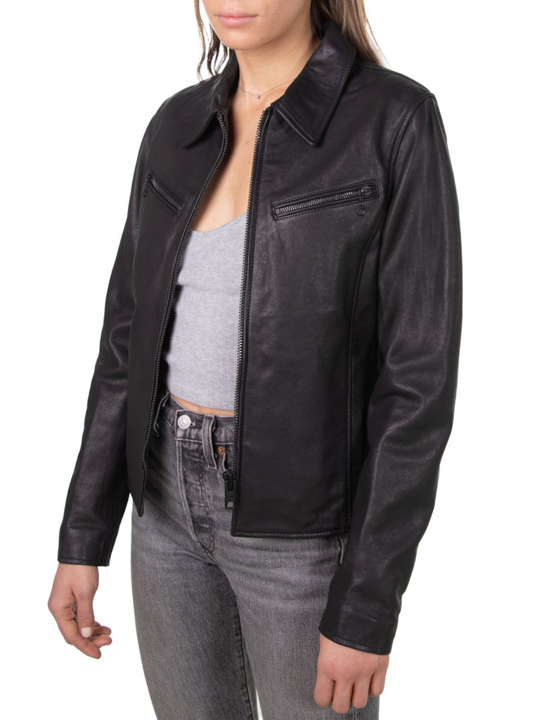 Schott Womens Zip Leather with Collar