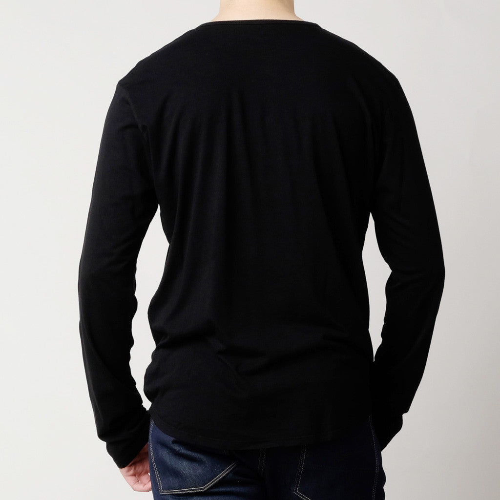 BDC Hemp Henley Black Long Sleeved