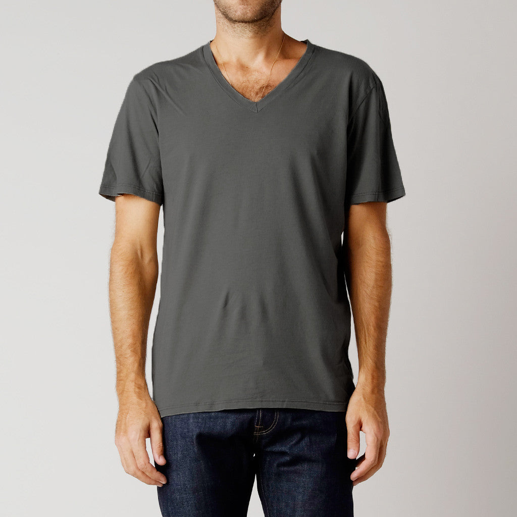 BDC Vee Neck Tee Hemp Charcoal