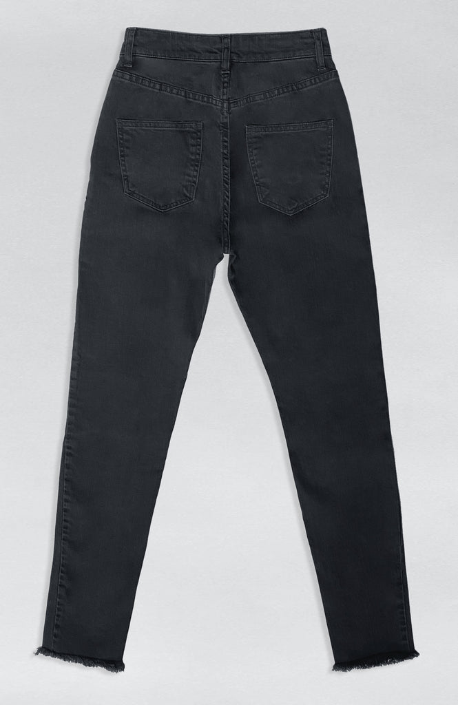 These Brooklyn Denim Co. high waisted skinny jeans are a slim throughout and have the classic 5-pocket zip fly style.

99% Cotton and 1% Elastane
11 oz Stretch Cone Mills Denim
Worn at the knees
Frayed hem
High Waisted stretch jeans
Skinny
Made in USA