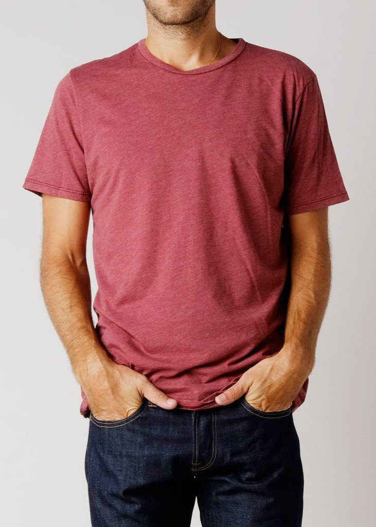 BDC SS Crew Neck Tee Recycled Plastic Emu Berry. This Brooklyn Denim Co. super soft short sleeve tee features a crew neckline.

Details:

*50% recycled plastic, 50% organic cotton

*No tag

*Pre-Shrunk

*100% made in California

*Each piece is created to order using high quality, low impact garment-dye processing which gives it a unique character and lived-in feel.