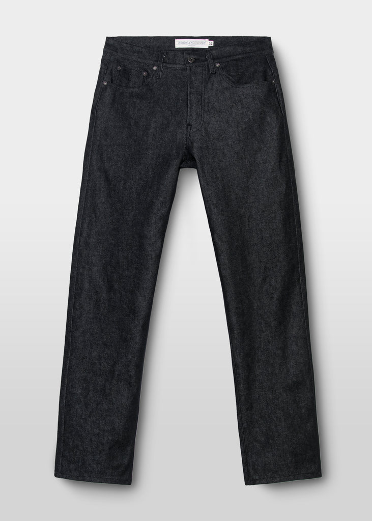 

Brooklyn Denim Co's Men's Relaxed Jeans are a company favorite. This jean is a classic 5-pocket with a roomy fit. The Relaxed cut is wide in the thigh and tapers through the bottom of the leg. This go-around, we made it in a mid-weight unwashed classic 3x1 denim.

100% Cotton
12.75 oz Rigid Black Denim w/Natural Fill

Fit: Relaxed
Rise: Mid
Leg: Wide through thigh with a slight taper to the bottom
Button Fly
Contrast Stitching
Made in New York