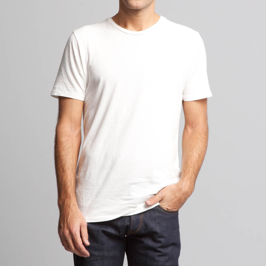 BDC SS Crew Neck Tee Hemp White. This short sleeve Brooklyn Denim Co. tee features a crew neck and is made from super soft organic materials.

Details:

*60% Hemp, 40% Organic Cotton

*Pre-shrunk

*No Tag

*Made in U.S.A

*Each piece is created to order using high quality, low impact garment-dye processing which gives it a unique character and lived-in feel.