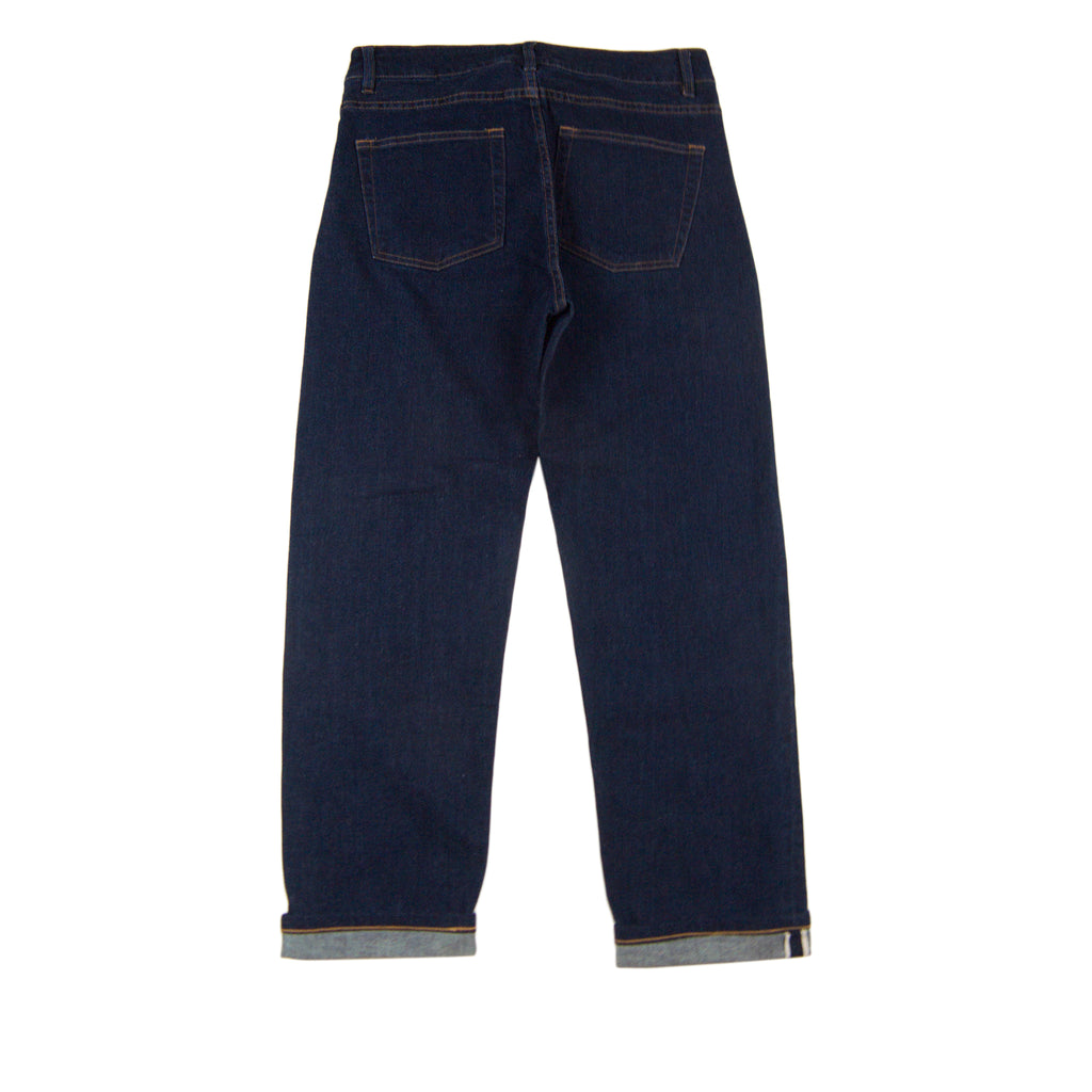 These relaxed fit boyfriend jeans are made from a rinsed Cone Mills selvedge denim and features the classic 5-pocket style with zip-fly button closure and tapers slightly after the knee.

98% Cotton, 2% Spandex
Rinsed Cone Mills Selvedge Denim
Relaxed Boyfriend
Straight Leg stretch jeans
Cropped length
Made in USA