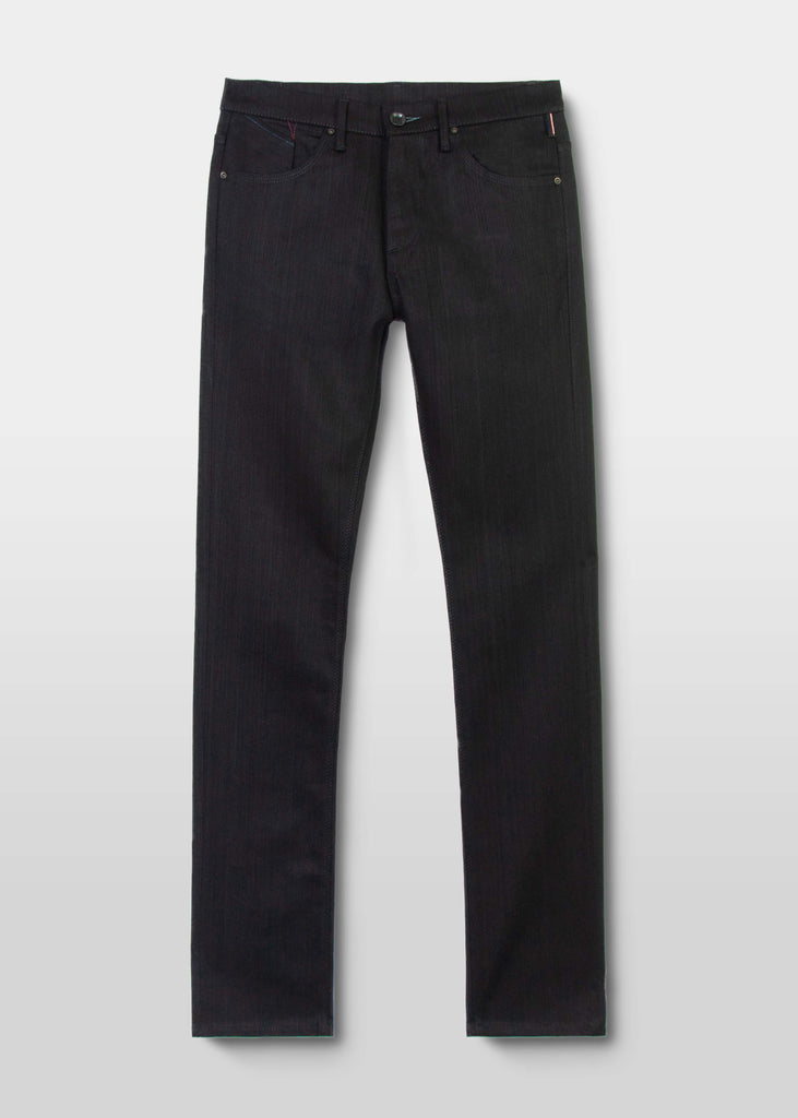 Vintage weave "STAY BLACK" black/black denim. This coveted fabric will truly fade 2 times slower than other black/black denim on the market.

Runs 2 sizes larger than normal.

Fit : mid rise, slim taper. Not skinny.
Fabric : 11oz Black warp with a Black weft
62% cotton 33% modal 2% eme 3% lycra
Finish : Dry and unwashed
Will shrink 2” if laundered and dried. Just the nature of the fabric.