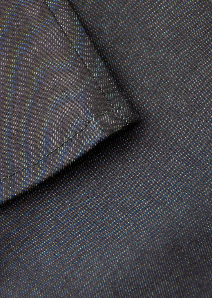 "Think of it as a great start to a “new-vintage” pair of jeans...I digress.. they’re fu*ing cool and unlike anything else you’ll ever find." A more classic fit from an avant-garde designer, this jean has all of the nuanced detailing that you crave from Matias. These jeans are anything but ordinary, the piece that you will obsess over for years to come!

Mid rise
Slim taper. Not skinny.
11oz indigo warp with a natural weft Candiani 98% cotton ; 2% elastane
Resin coated
Unwashed
14.5" L