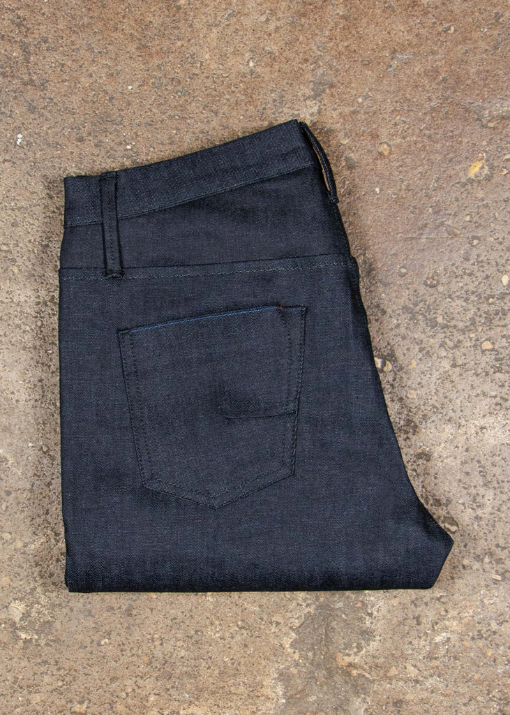 "Think of it as a great start to a “new-vintage” pair of jeans...I digress.. they’re fu*ing cool and unlike anything else you’ll ever find." A more classic fit from an avant-garde designer, this jean has all of the nuanced detailing that you crave from Matias. These jeans are anything but ordinary, the piece that you will obsess over for years to come!

Mid rise
Slim taper. Not skinny.
11oz indigo warp with a natural weft Candiani 98% cotton ; 2% elastane
Resin coated
Unwashed
14.5" L