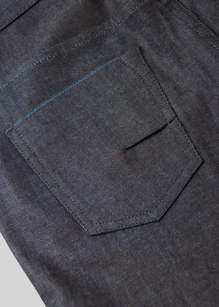 "Think of it as a great start to a “new-vintage” pair of jeans...I digress.. they’re fu*ing cool and unlike anything else you’ll ever find." A more classic fit from an avant-garde designer, this jean has all of the nuanced detailing that you crave from Matias. These jeans are anything but ordinary, the piece that you will obsess over for years to come!

Mid rise
Slim taper. Not skinny.
11oz indigo warp with a natural weft Candiani 98% cotton ; 2% elastane
Resin coated
Unwashed
14.5" L