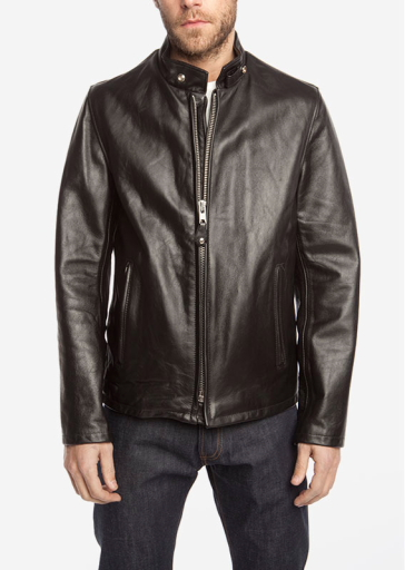 This lightweight leather jacket features the vintage cafe racer fit with satin lining and a zip front closures with two side pockets.

Details:

*Waxy Cowhide

*26" length

*Union made in the U.S.A

Schott NYC jackets have become a symbol of American culture, growing and changing as America does, defining everything they do and every jacket they make. 