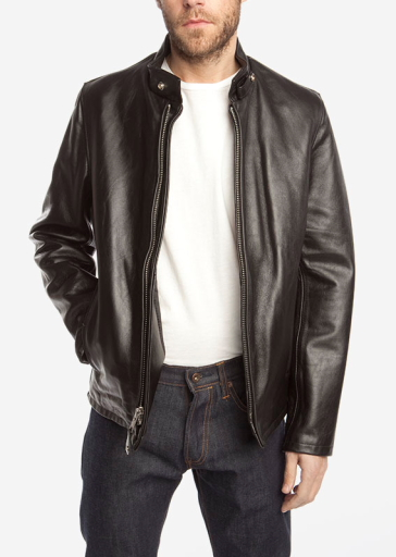This lightweight leather jacket features the vintage cafe racer fit with satin lining and a zip front closures with two side pockets.

Details:

*Waxy Cowhide

*26" length

*Union made in the U.S.A

Schott NYC jackets have become a symbol of American culture, growing and changing as America does, defining everything they do and every jacket they make. 